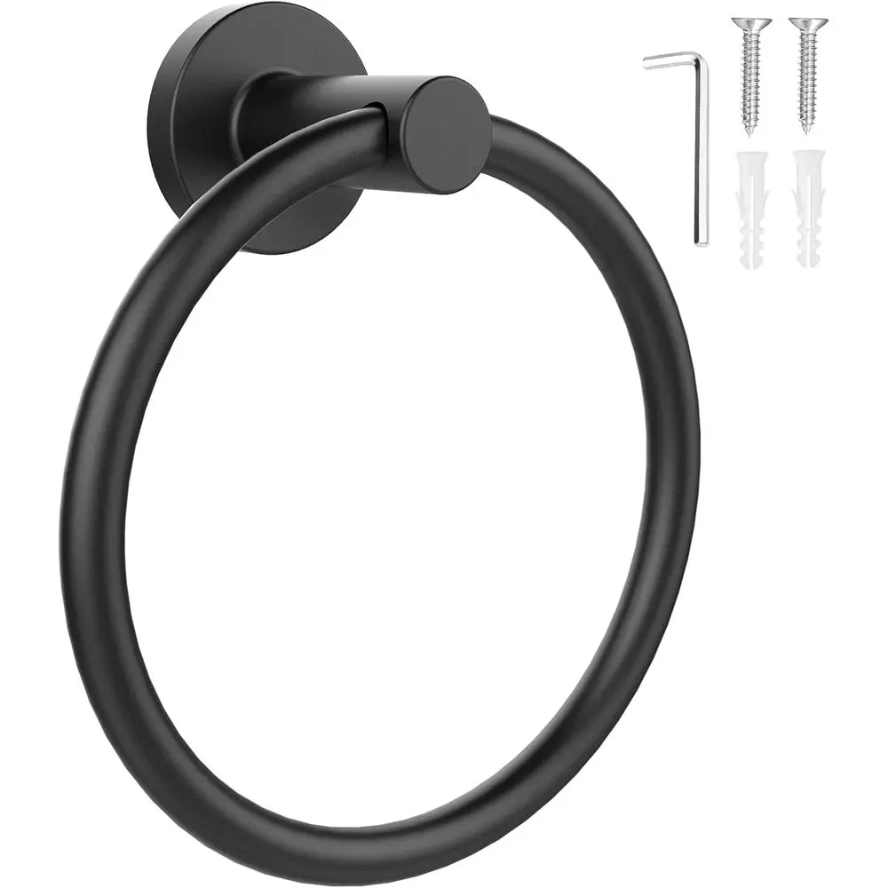 

Stainless Steel Matte Black Heavy Duty Towel Ring for Bathroom, Kitchen, and Hand Towel Hanger