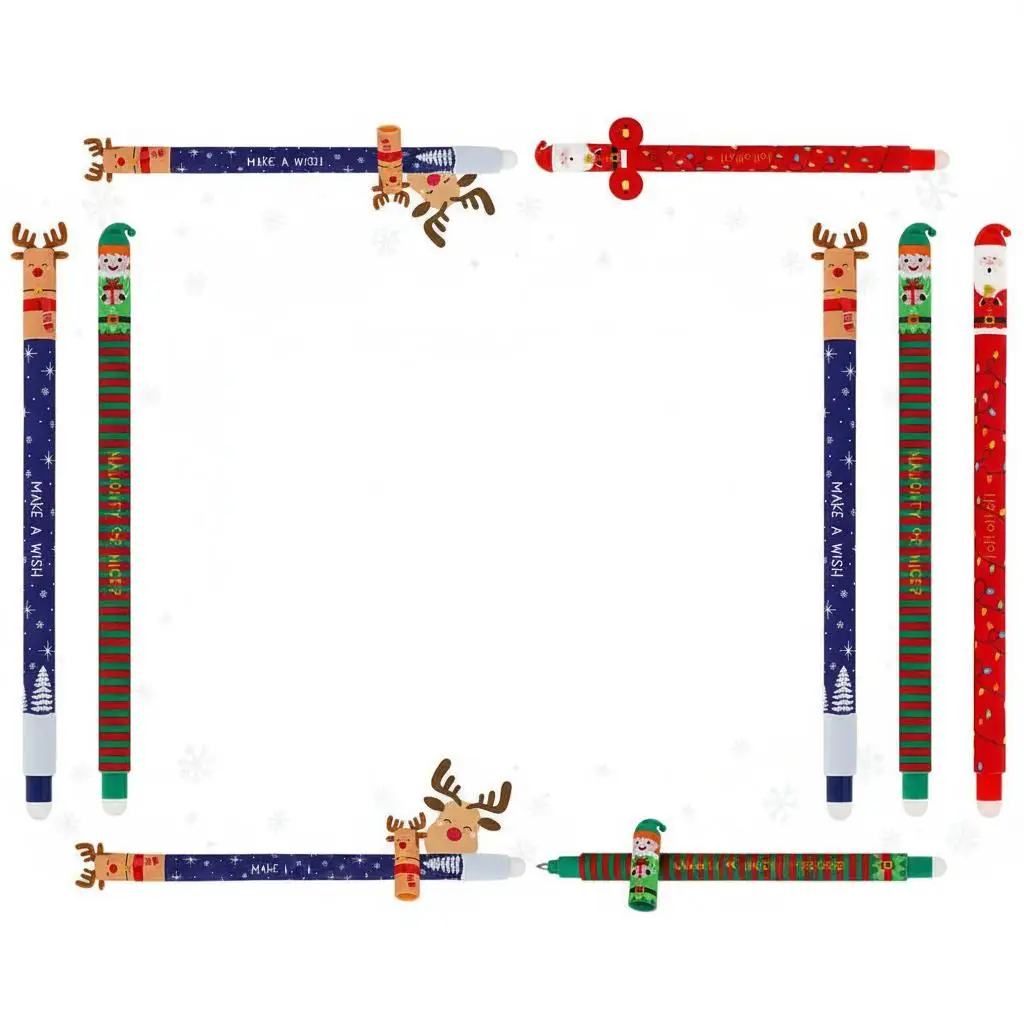 

Erasable Writing Instrument Festive Holiday Erasable Gel Pen Set for Students Office Supplies Christmas Themed 0.4mm Pens