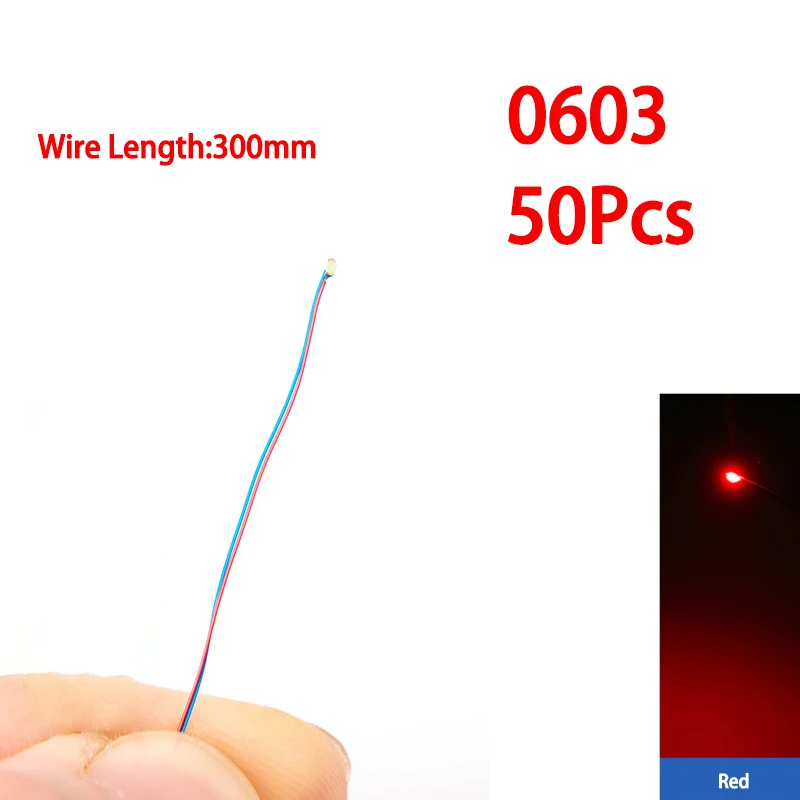 SANMERSEN 50 teile/beutel 0402 0603 0805 1206 SMD Lampe Wired Micro Litz Led Vorgelötet Chip Wired 30 cm 3 V DIY Eisenbahn Modelle Szenen Spielzeug Licht 6