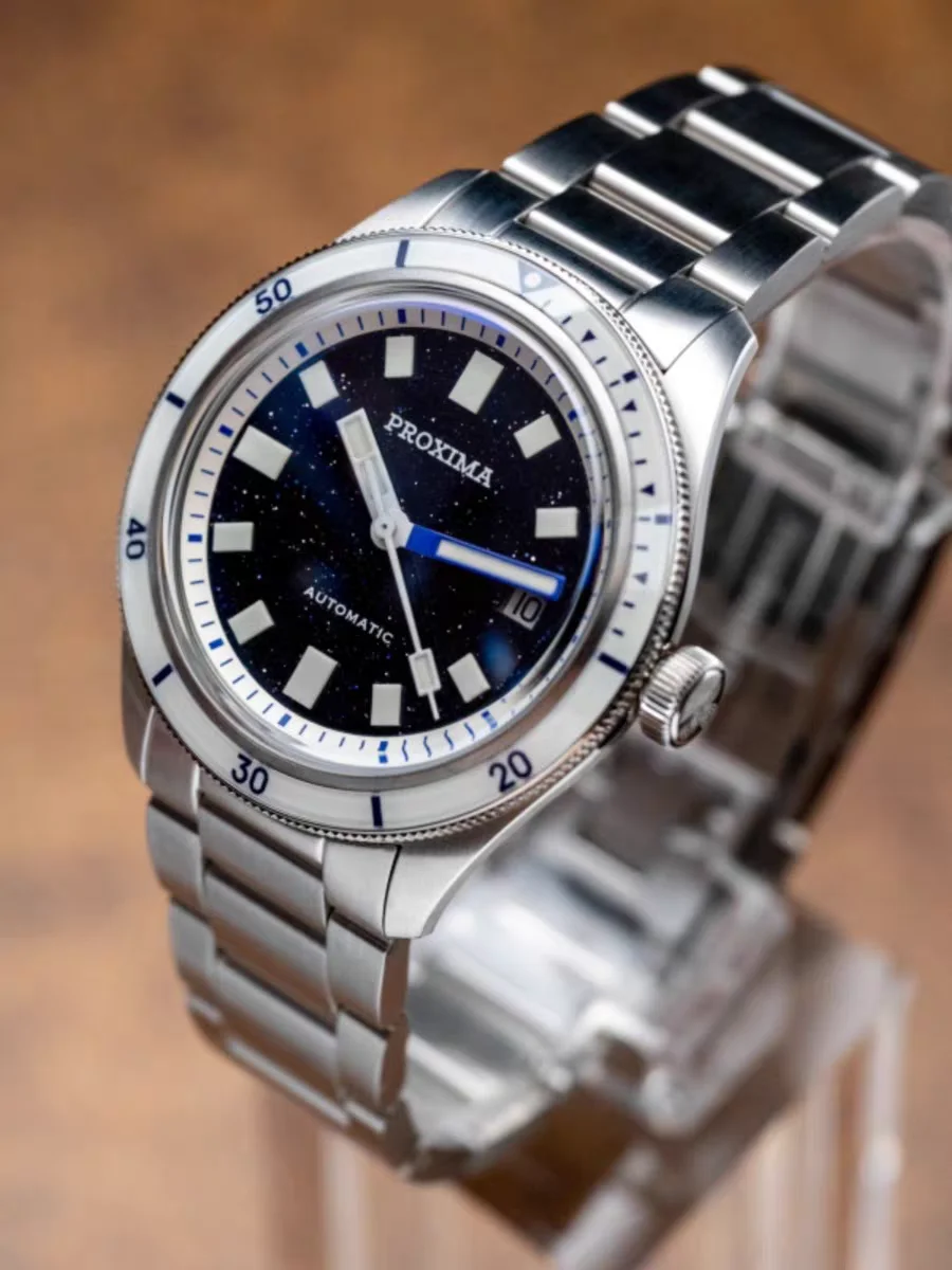 Proxima Men Automatic Watch 39mm Mechanical Wristwatch Diver 30ATM Waterproof BGW-9 Luminous Sapphire Blue Sand Dial PT5000