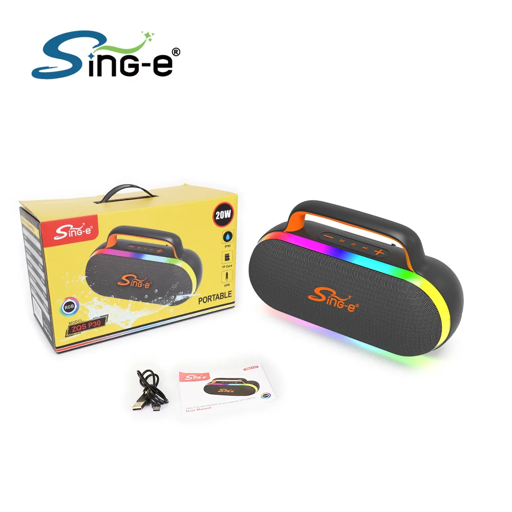 

Sing-E ZQS P30 Portable for BT Speaker High Power Handheld Subwoofer RGB LED Lighting Waterproof Dustproof for Outdoor Party