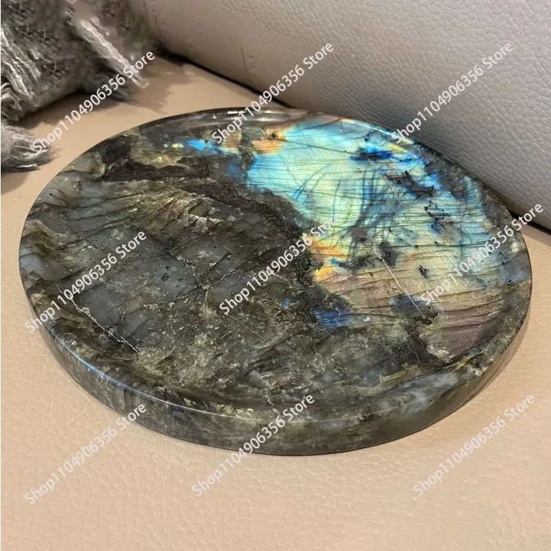 for Crystal elongated stone rough stone tray disc moonstone ornament blue jadeite luxury stone crystal carving handicraft