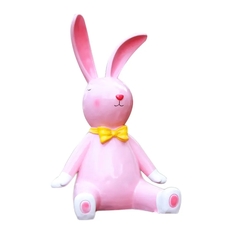 %*fCelebrity Rabbit Fiberglass Sculpture Waterproof Freestanding Handmade Customizable 150cm for Outdoor Use Malls Scenic