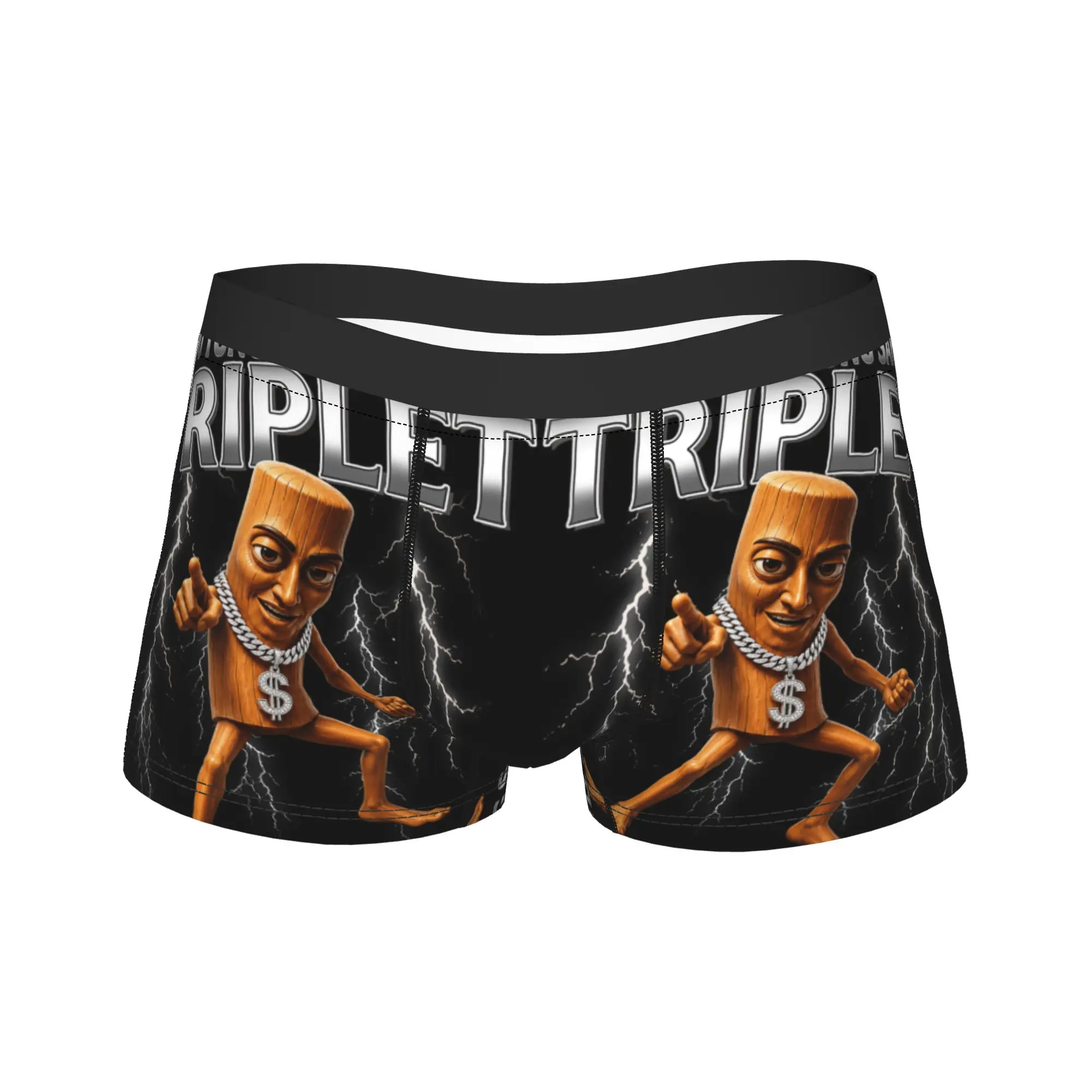 Tung Tung Tung Sahur Triple T Meme Boxer Brief  Underwear Quality Men Breathable Boxershorts Custom Oversize Panties