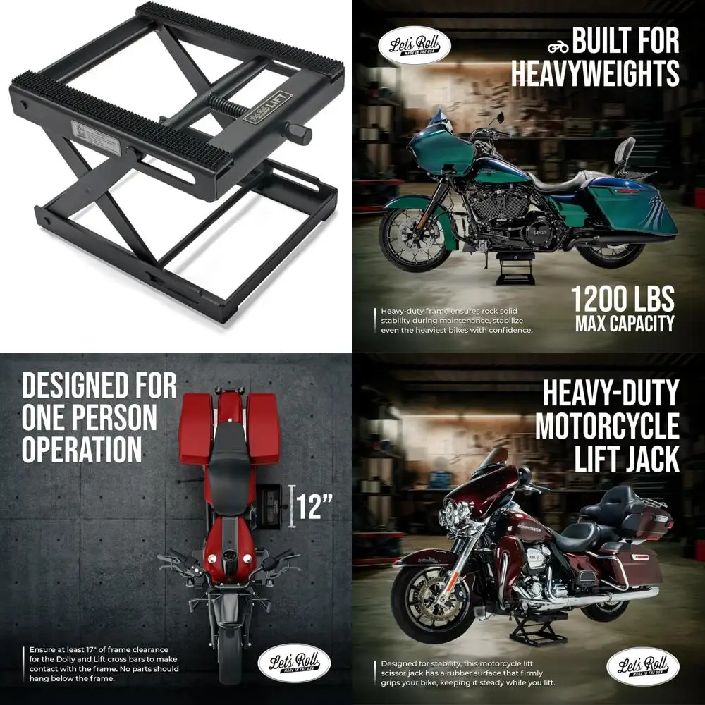 

Heavy Duty 1200 LB Motorcycle Scissor Lift Jack Stands - Premium Motorcycle Lift Jacks, Motorcycle Accessories for Secure Liftin