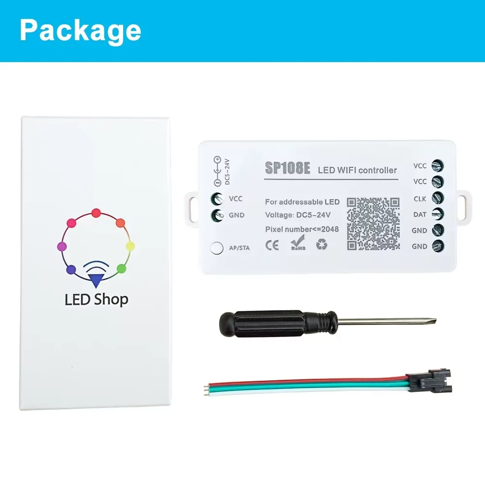 DC5-24V SP108E LED Controller Wifi Mobile APP 5050 RGB Pixel WS2811 WS2812b WS2813 WS2815 SK6812 Individually Addressable Strip