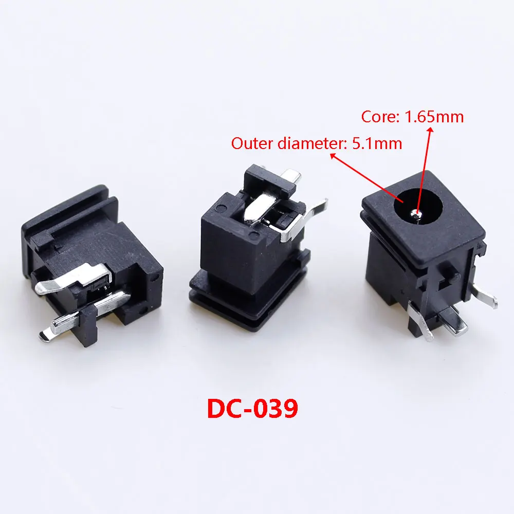 

5-20PCS DC Power Socket DC-039 5.1mmx1.65mm Horizontal 3P 3Pin DC Charging Port 5.1*1.65mm DC00390