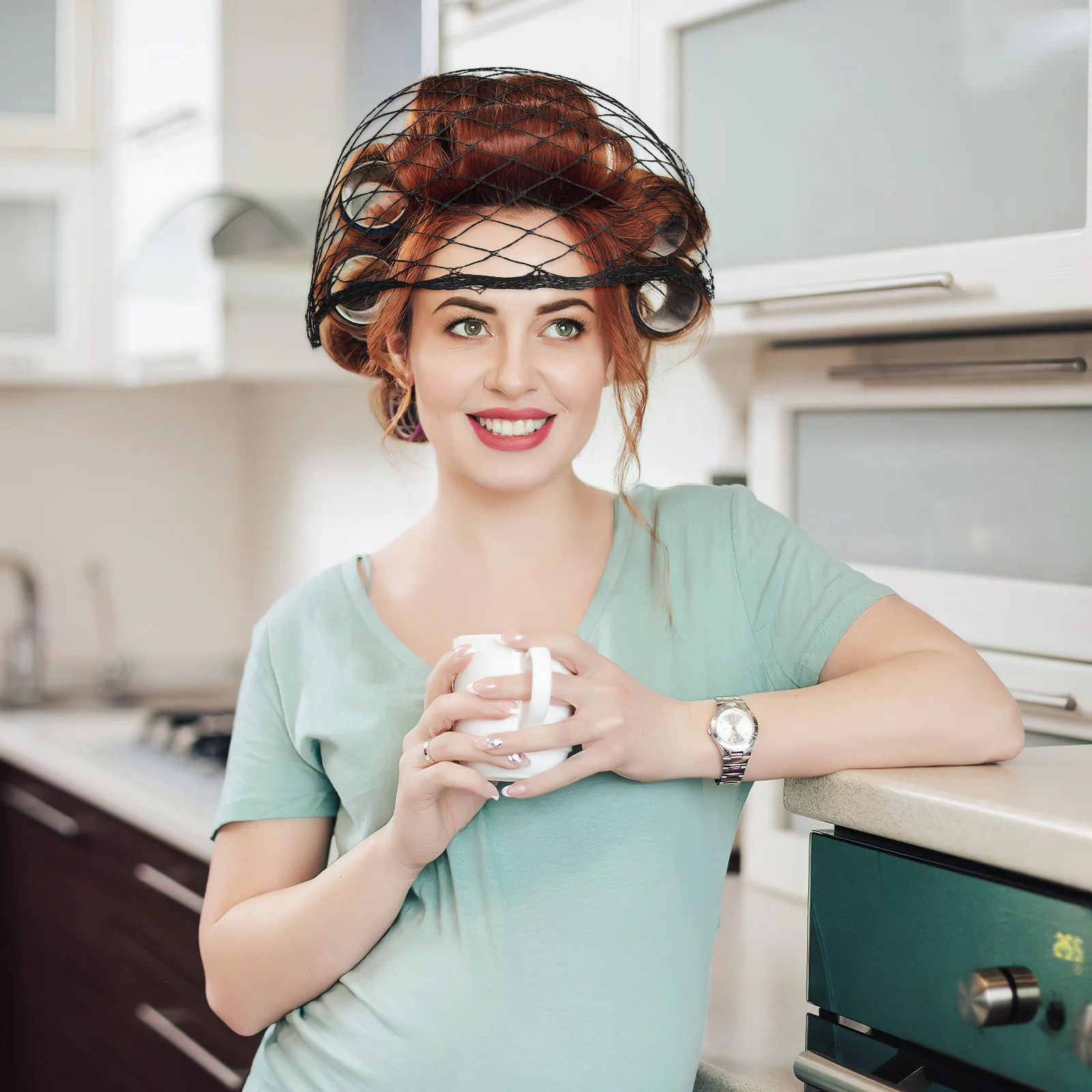 

7Pcs Triangular Mesh Hair Net Elastic Hair Nets Salon Home Curl Setting Sleep Styling Hold Hairs Net for Rollers