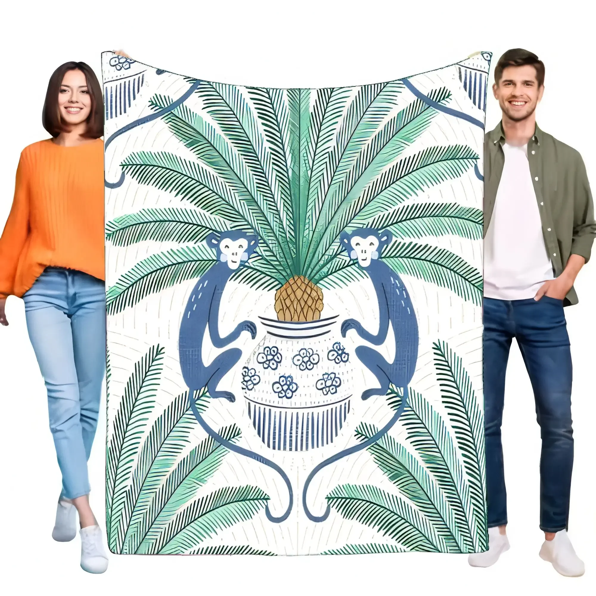 Tropical Monkey Print Blanket Soft Lightweight Cozy Sofa Throw Perfect for Home Decor Gift
