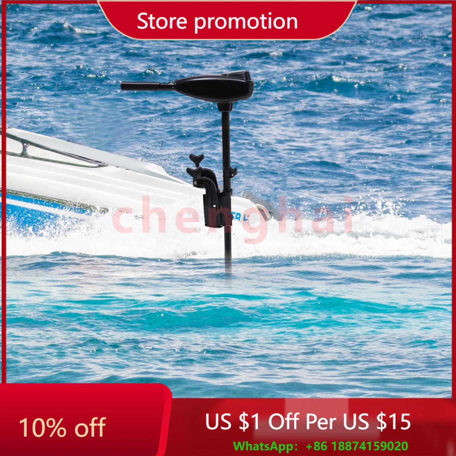 

80LBS Electric Trolling Motor Thrust Transom Mounted Fish Boat Engine 800W 12V