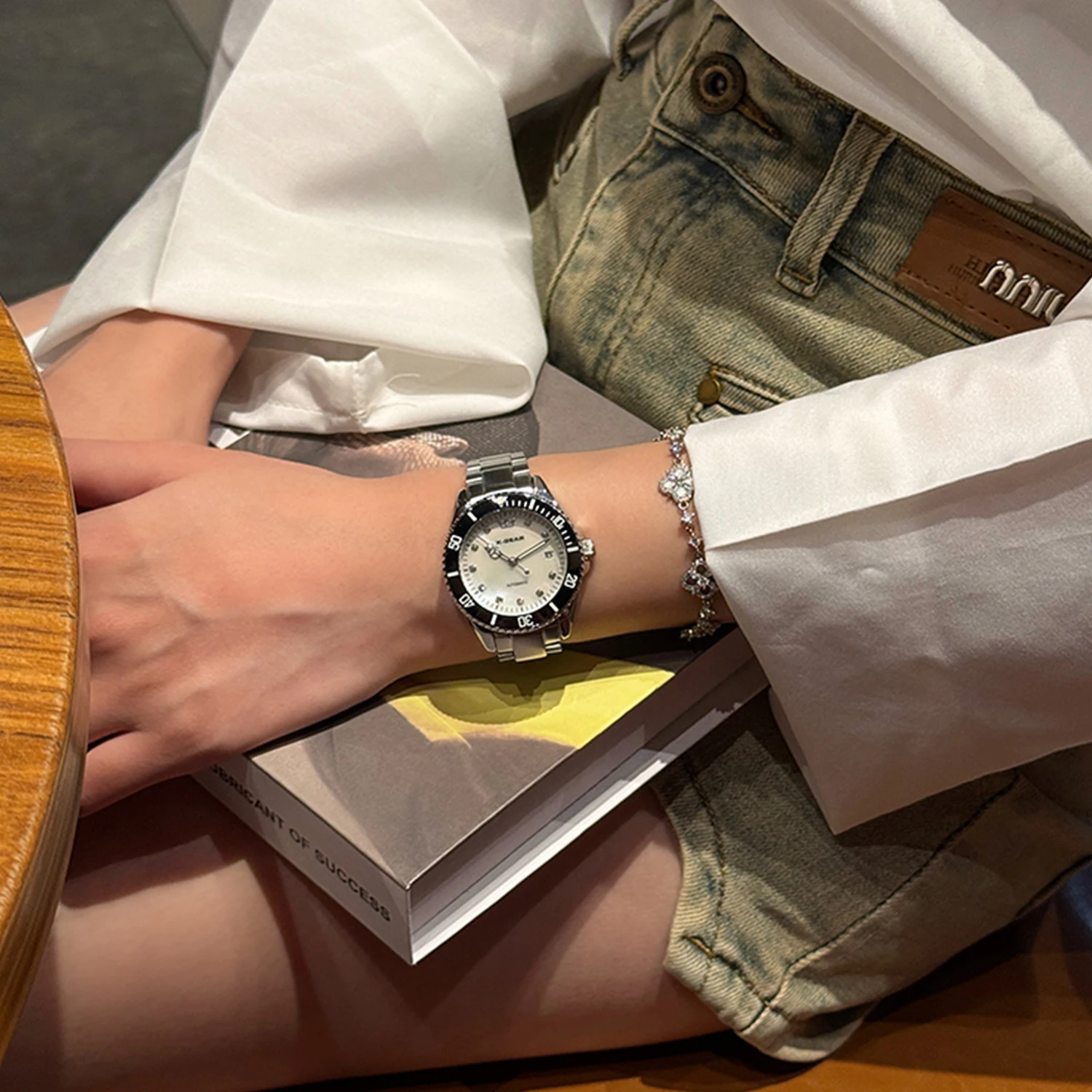 Women's Mechanical Watch with Diamond Dial