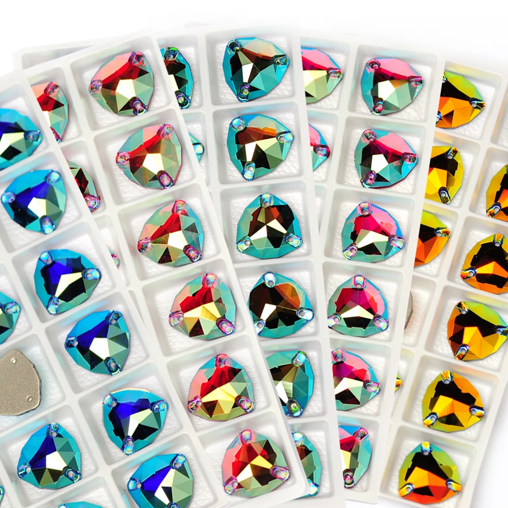 Glänzende, bunte AB-Trilliant-Form-Aufnähsteine, Glitzerkristall-Nähzubehör für Hochzeits-/Kleider-/Schuhdekorationen – Detail 2