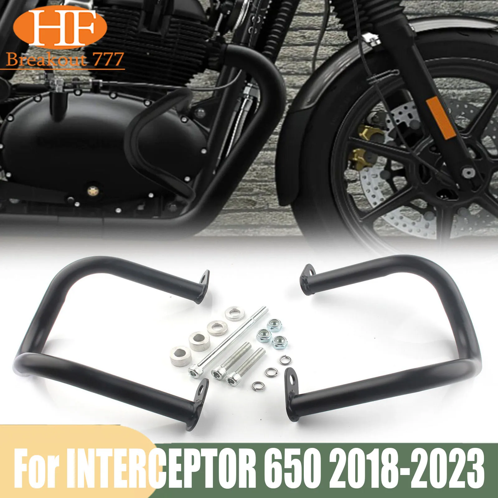 For INTERCEPTOR 650 2018-2023 Engine Guard Crash Bar Bumper Protector For CONTINENTAL 650 / GT 650 2019-2023