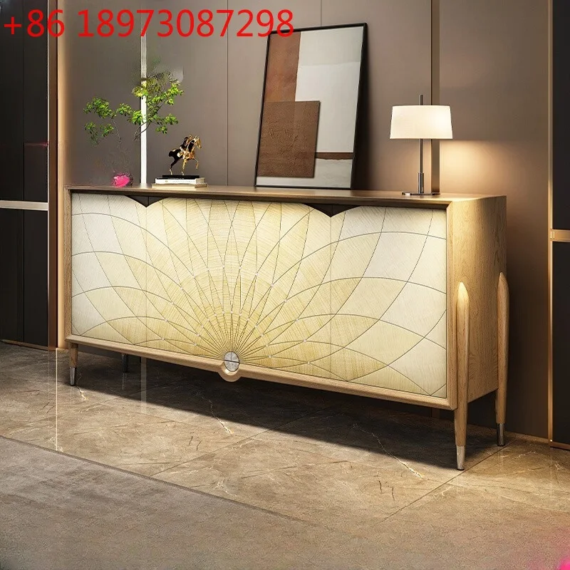 

Современный светлый роскошный обеденный боковой шкаф из массива дерева, серия лотоса, декоративный шкаф для хранения в гостиной