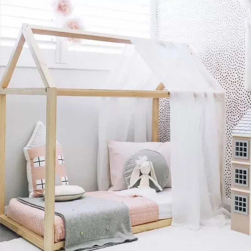 Installable wooden house kids bed for children room