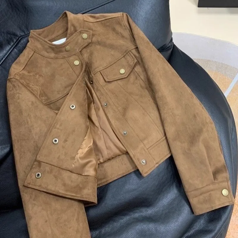 Short Imitation Deerskin Fleece Jacket for Womens Spring Autumn New 2025 Popular Foreign Style Popular Small High-end Jacket Top
