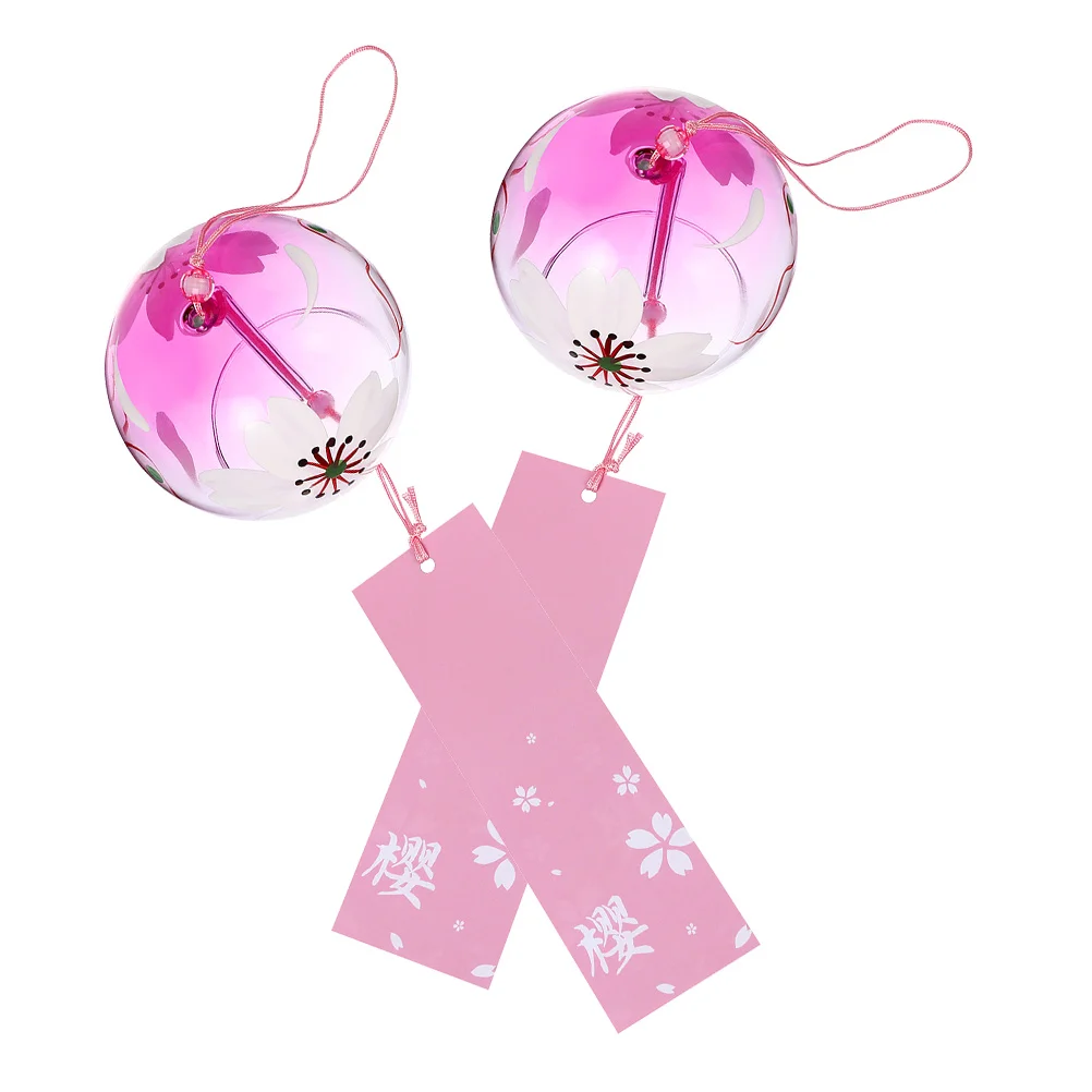 

2Pcs Japanese Glass Wind Bells Vintage Style Hanging Ornament Indoor Outdoor Garden Decoration Melodious Sound
