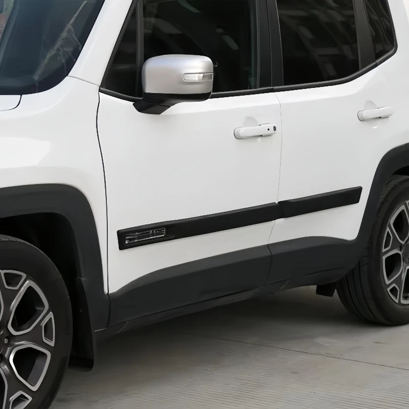 Sansour New ABS Body Side Moulding Door Cover Trim Kit Molding Protector Car Styling Mouldings for Jeep Renegade 2015 2016 up