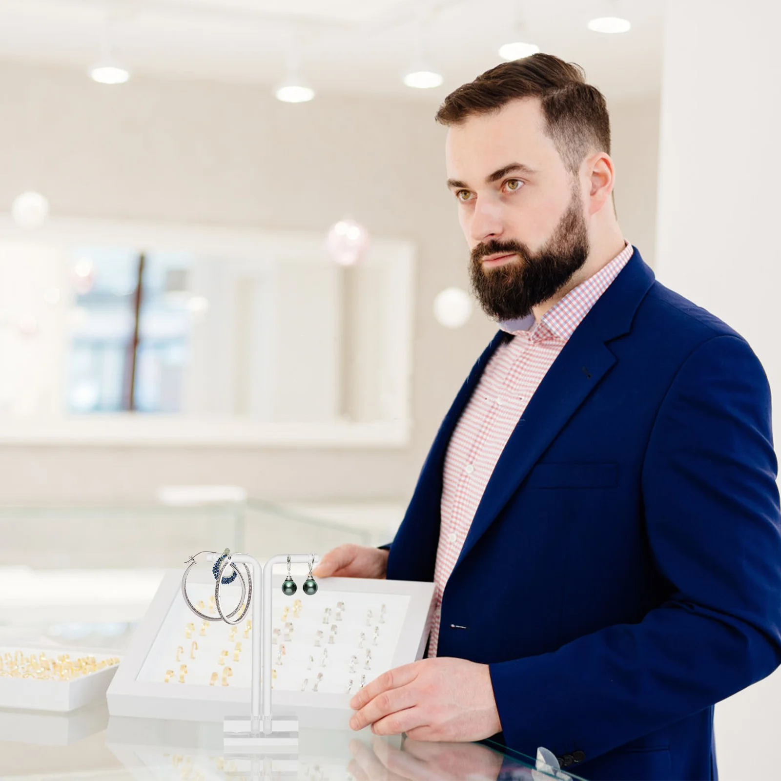 

3 шт., органайзер для сережек, прозрачная подставка для ювелирных изделий, устойчивая опора для дома и хранения, подставка для сережек