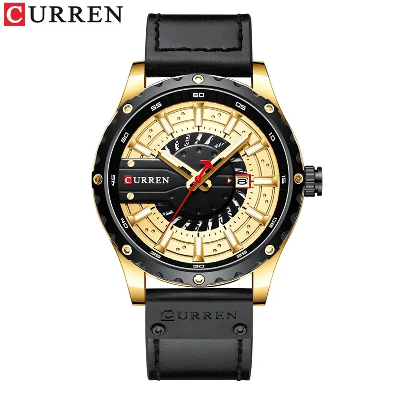 Fashion Curren 8374 Top Brand Quartz Calendar Genuine Leather Belt Men\'s Business Leisure Multifunctional Wrist Watches