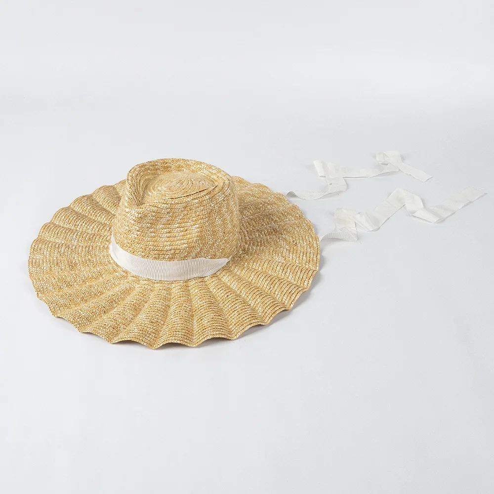 2025 neue handgemachte Stroh Jazz Jakobsmuschel Sonnenhut Mode Frühling Sommer Outdoor Allgleiches Band Sonnencreme große Krempe Strand Strohhut – Detail 9