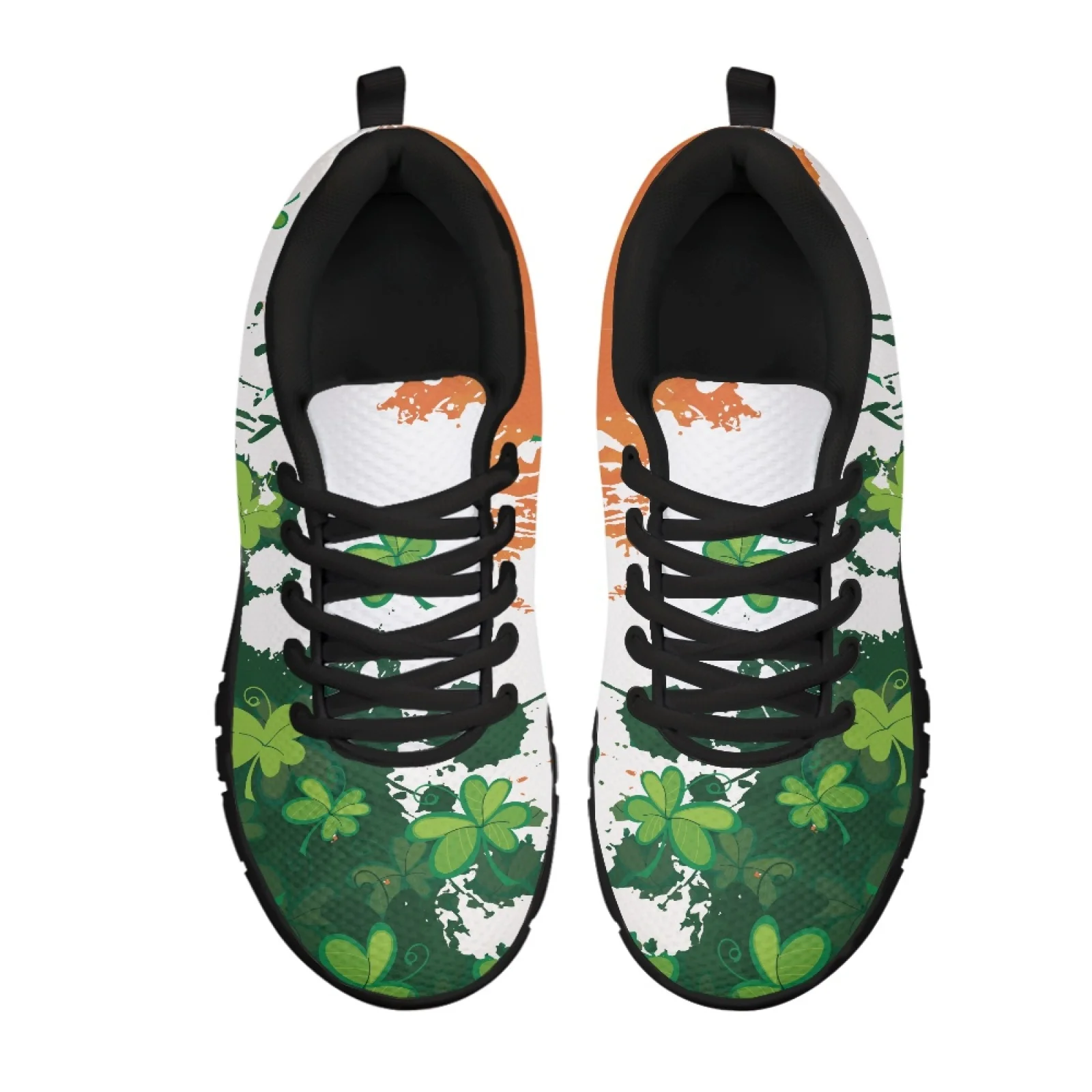 Coloranimal Green Clover Print Men Walking Shoes for Women Who Stand All Day Non-Slip Office Work Shoe for Travel