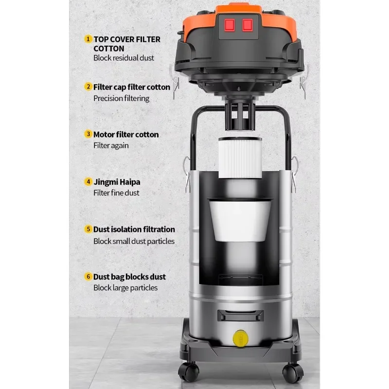 【HOT】Manufacturer wholesale 3 motor 70L vacuum cleaner hot selling strong high quality dust dry and wet vacuum cleaner