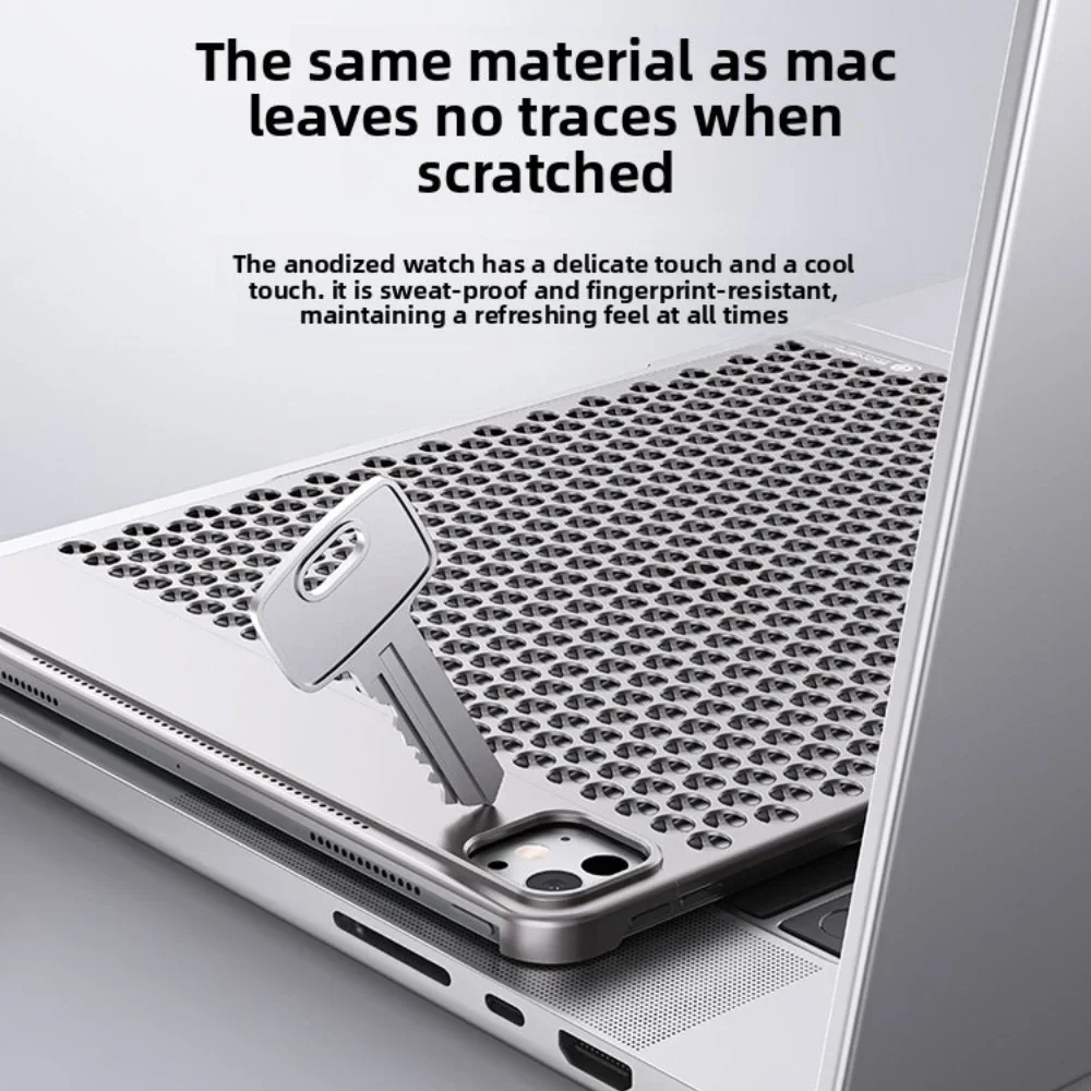 Aromatherapy Aluminum Alloy Cooling Case for IPad Pro 2024 - Ultra-Thin Hollow Heat Dissipation, for 11 Inch & 13 Inch Models