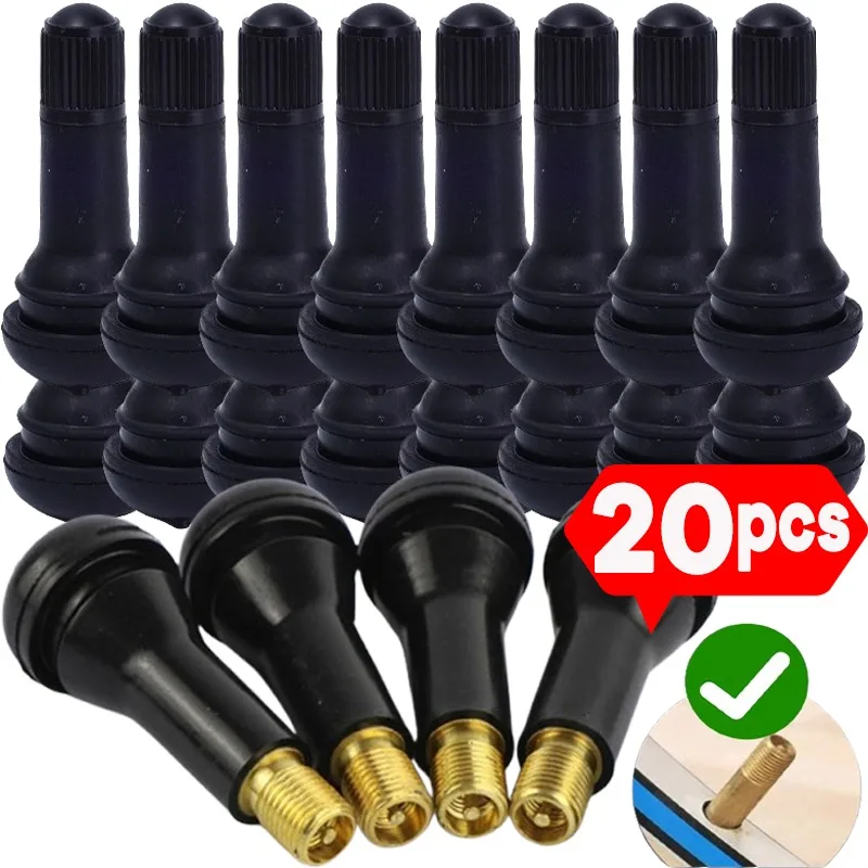 10/20Pcs TR413 Snap-in Black Rubber Tubeless Tire Tyre Valve Stems for ATV Car Motorcycle Tubeless Tire Valve Stems