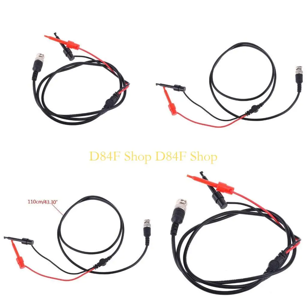 D84F 1.1meter  3.6feet   Oscilloscope Test Probes Double  Hook Clip Male Plugs Cable Cord  Wire