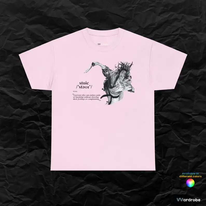 STOIC Kojiro Sasaki Vagabond manga inspired heavy cotton t-shirt ''Definition of Stoic Person''