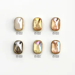 10Pcs/Pack Japanese Nail Art Rectangle Alloy Gems Alloy Retro Nail Art 3D Charms Jewelry For Manicure Metal Nail Supplies
