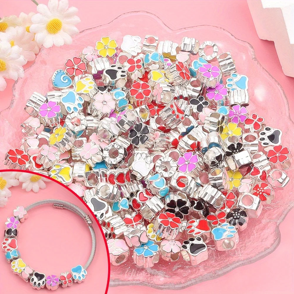 3/12/24/36pcs Multiple Alloy European Style Large Hole Beads, Used for DIY Accessories, Christmas and Halloween Decorations