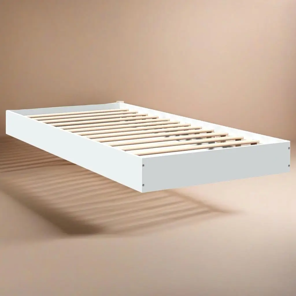 White 90x200 cm Engineered Wood Bed Frame - Mattress Not Included