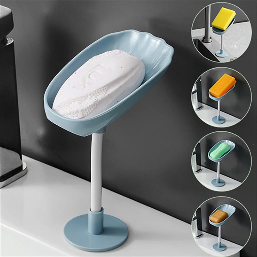 New Leaf Shape Soap Holder Suction Cup Sponge Dish Rack With Drain Water Bathroom Shelf For Home Storage Box Kitchen Accessorie