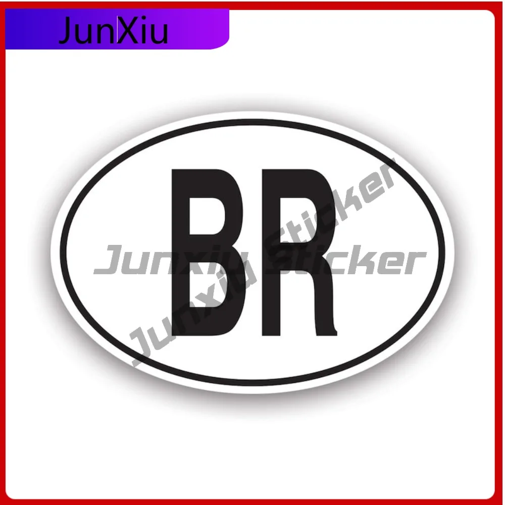 Br Brazil Country Code Oval Stickerwaterproof Cool Car Waterproof Vinyl Decal For Motorcycle Helmet Fun Decor High Quality