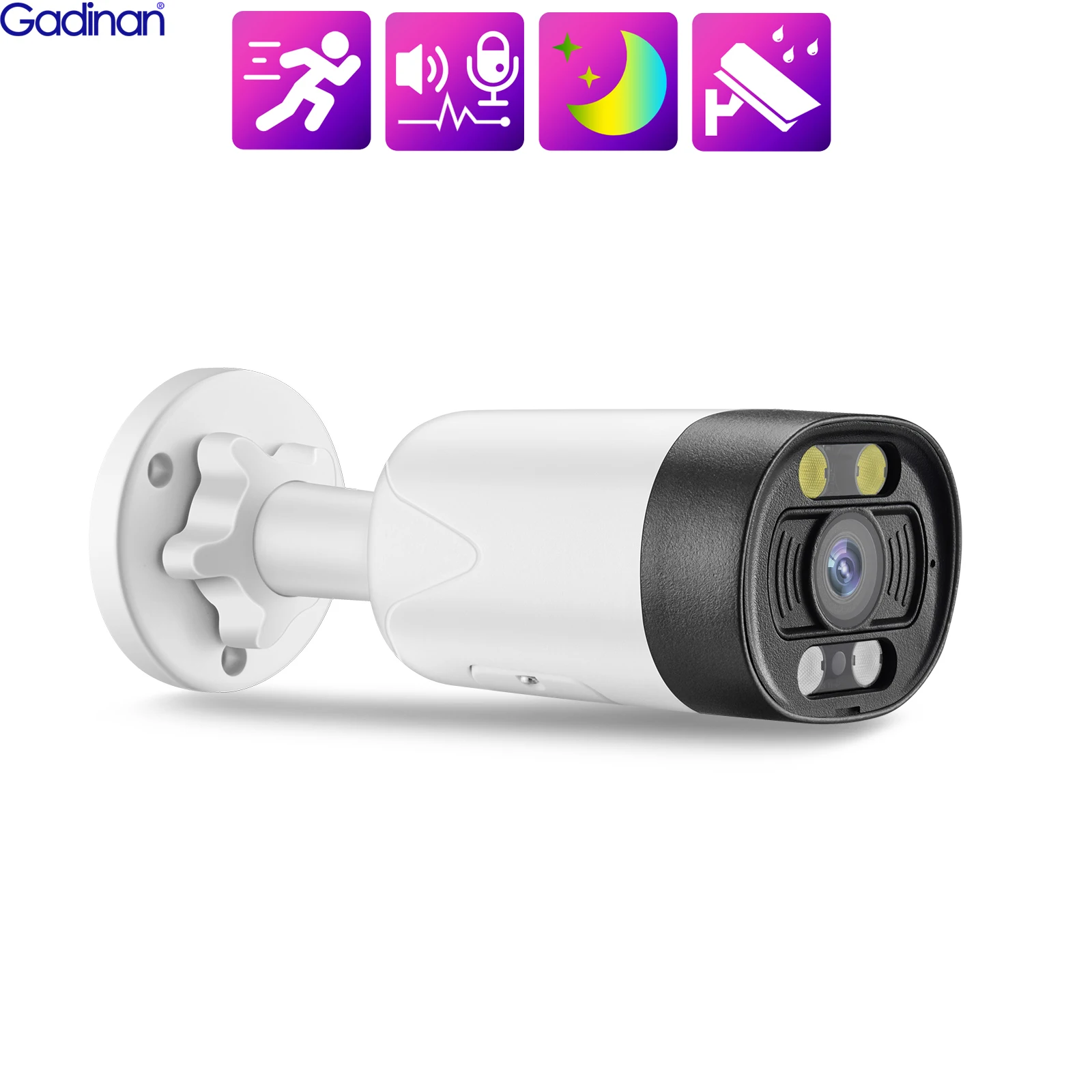 Gadinan-cámara IP inteligente POE H.265 + 8MP, Audio bidireccional, visión nocturna en Color, 4K, 5MP, para exteriores, sistema de vigilancia de seguridad