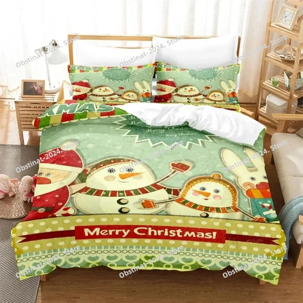Christmas Santa Xmas Bedding Set Boys Girls Twin Queen Size Duvet Cover Pillowcase Bed Kids Adult Fashion Home Textileextile