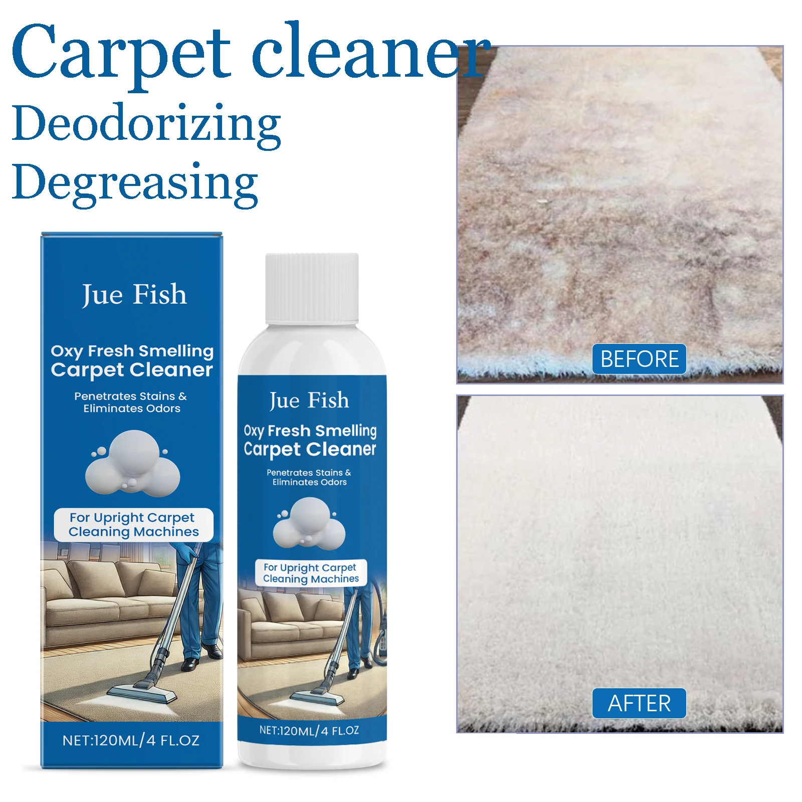 

120ML Carpet Detergent Effective Cleaning Stains Remove Coffee & Grease Stain Eliminate Odor Household Fabric Cleaning Solution