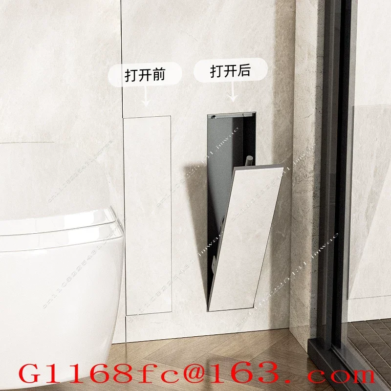 Modern Bathroom Hidden Toilet Brush Set | Stainless Steel Wall Niche with Silicone Brush, Embedded Design