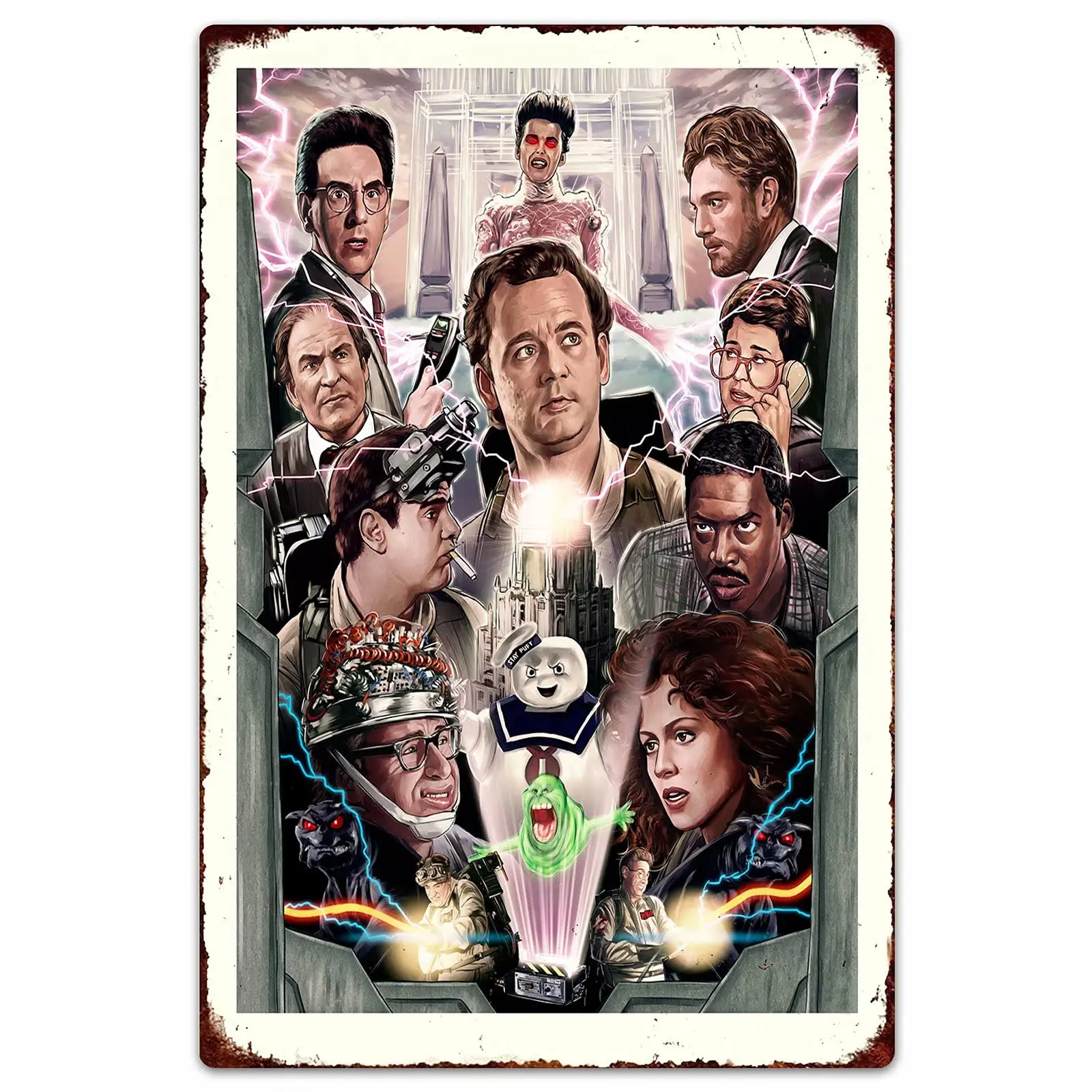 OKMJ Ghostbusters Movie Poster Metal Tin Sign Retro Style Bar Bedroom Room Home Wall Decor 8x12 inch