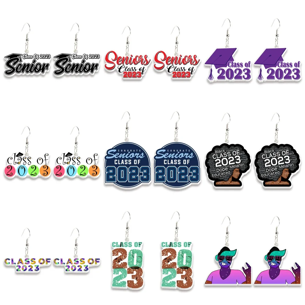 Acrylic Start of the School Season Earrings Big Long Dangle Drop Unique North America Jewelry For Women Girls Kid Gift