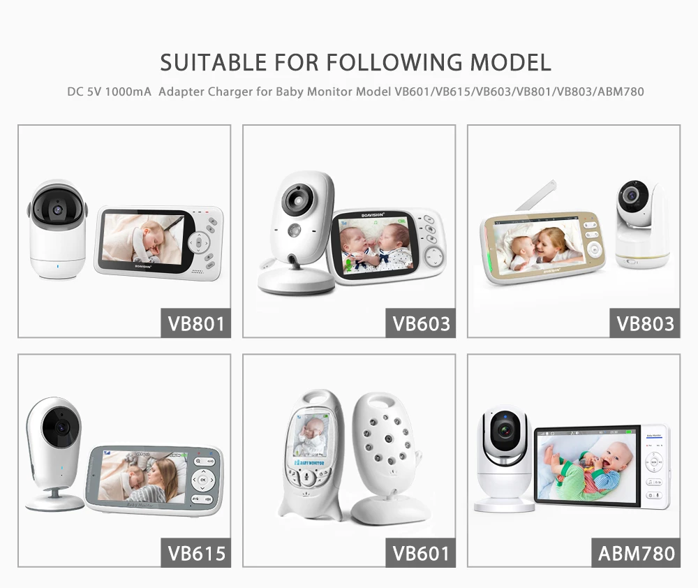 ベビーモニター用タイプCアダプター充電器,認定AC 110-240v〜DC 5v 1000ma,vb601,vb602,vb603,vb605,vb607