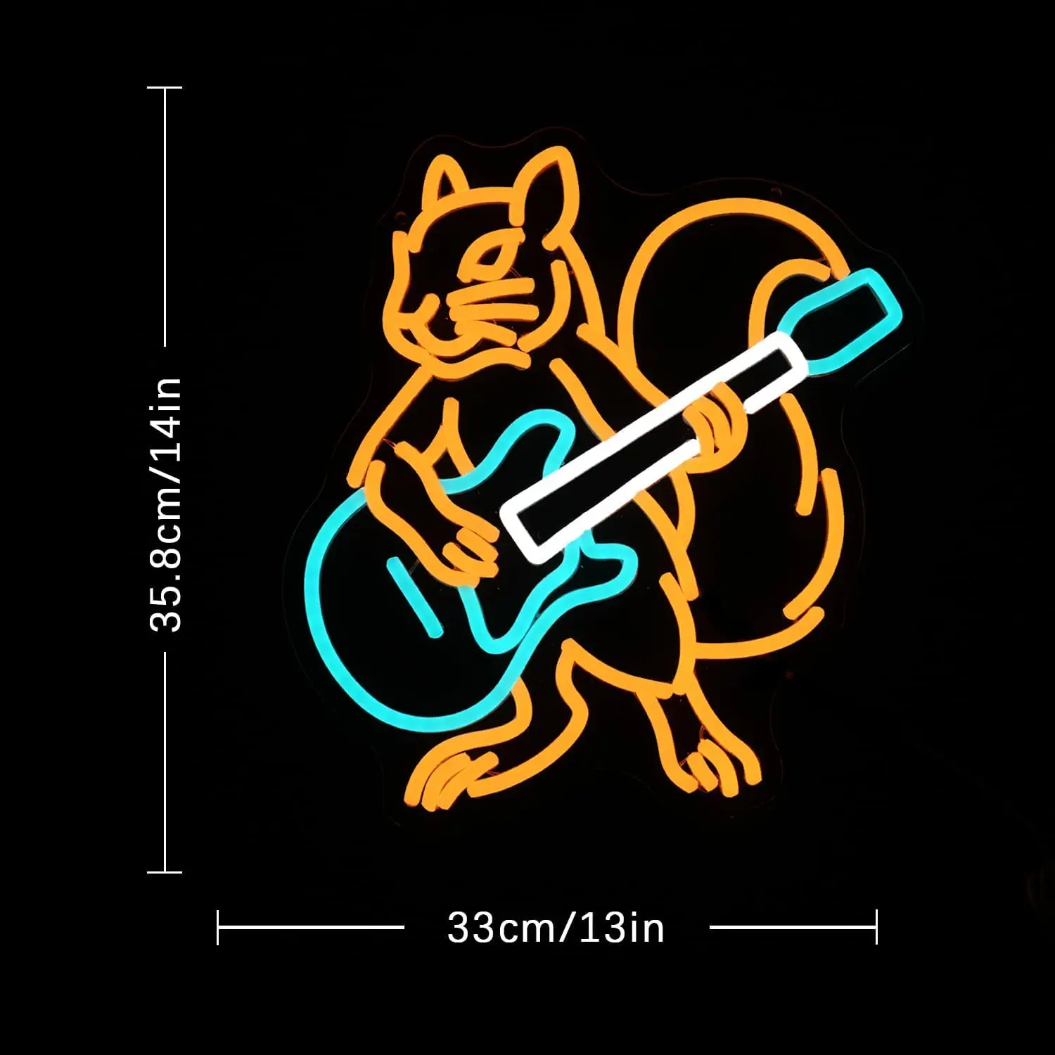 Squirrel Guitar Neon Sign for Wall Decor Beer Bar Guitar Neon Light, for Bar Live Music,Man Cave,Home, Party,Office, Bedroom