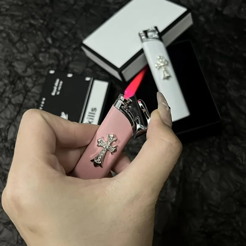 Cross Series Handmade Original High Beauty Powder Flame Butane Gas Lighter Outdoor Windproof Flame Mini Portable Lighters Gifts view 3