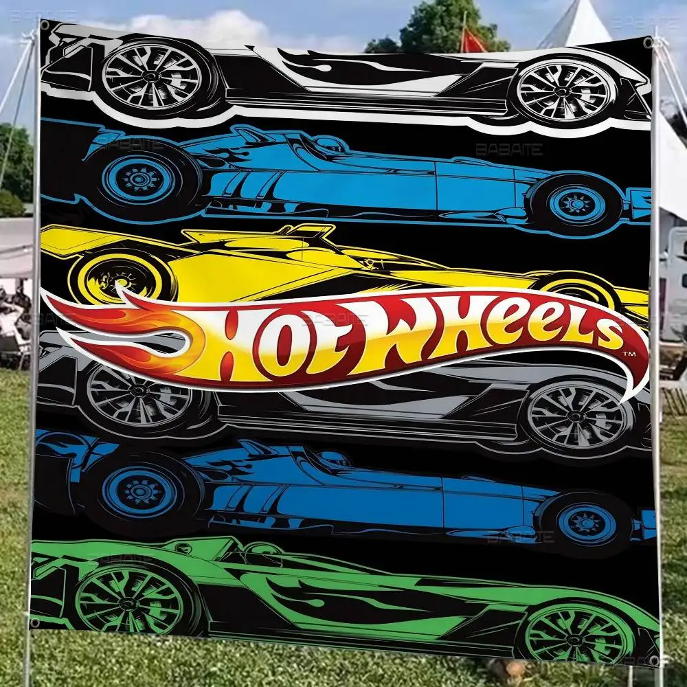 Super Car H-hot W-wheels Large Size Flags Printing Patterns Interesting Birthday Party Decorations Banner