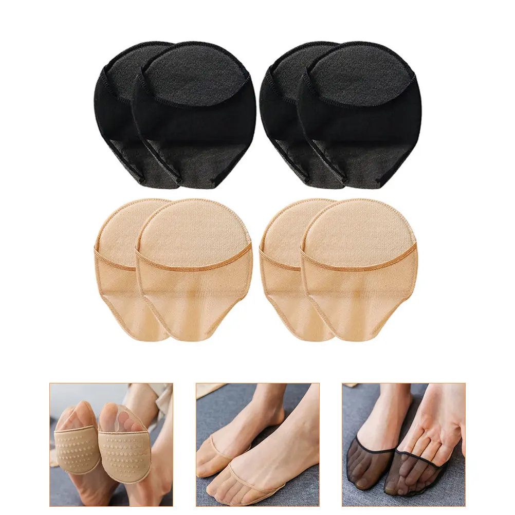 

4Pairs Breathable Half Socks for Women Summer Cool Comfortable Elastic Non-Slip Toe Socks Ideal for Heels Sandals Office Wear