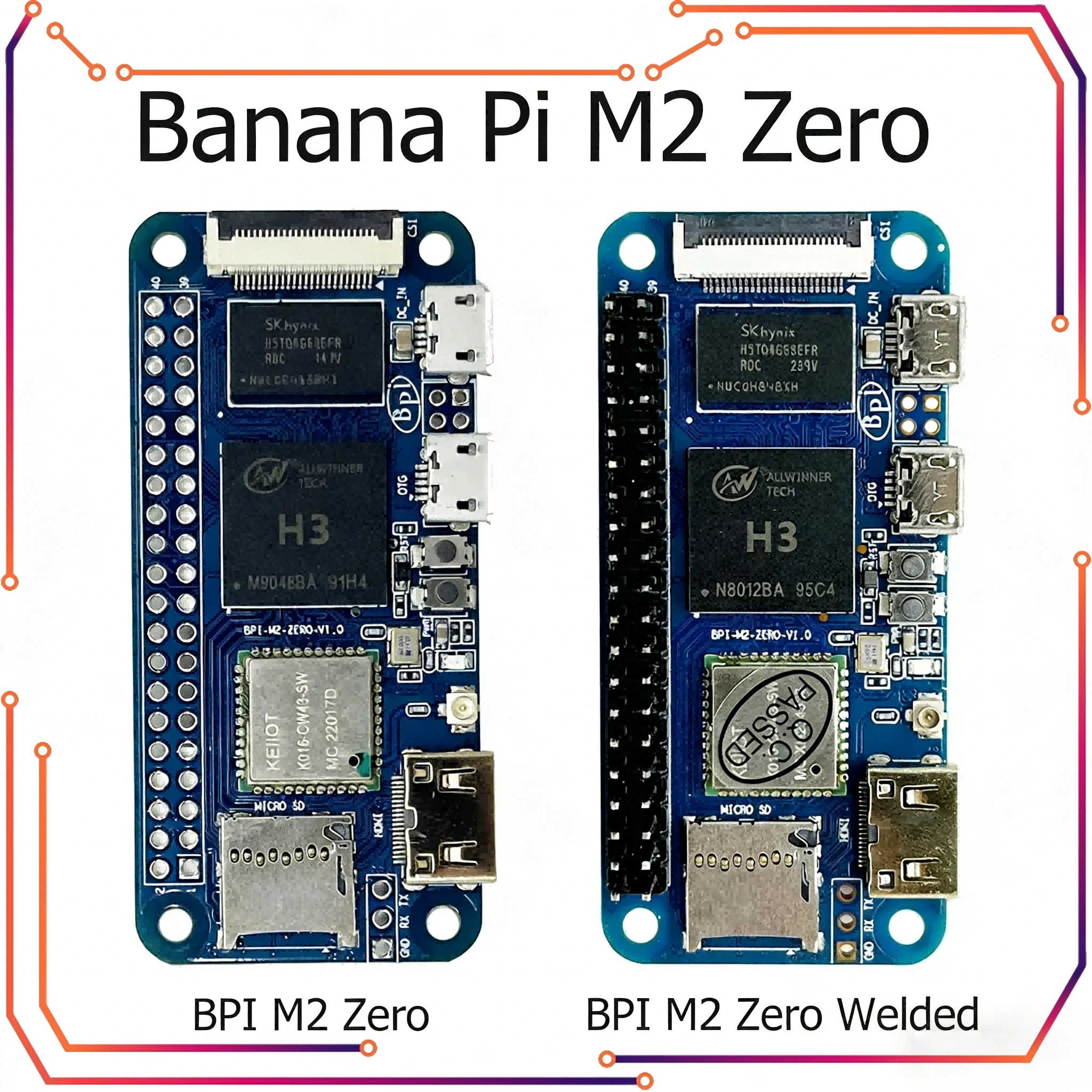 MICROBOT Banana Pi M2 Zero BPI-M2 Zero All winner H3 Same Size as Raspberry Pi Zero 2 W
