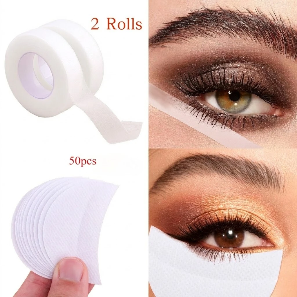 52pcs Set of White Eyeshadow Makeup Auxiliary Tape, Eyeshadow Auxiliary Stickers, Eyelash Extension Isolation Pads