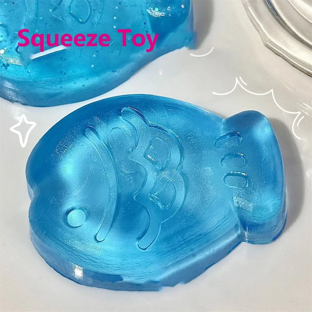 Jouet Transparent Kawaii Souligné avec Patte de Chat, Nuit Glacée, à Presser, Poisson, Cadeaux de ix